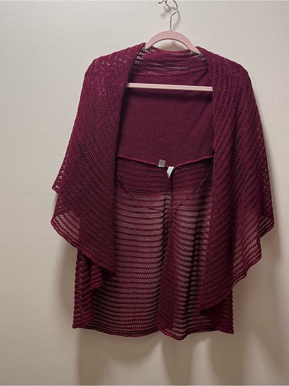 Relativity Modern Chic Open Front Draped Shawl Collar 3/4 Sleeves, Sz S, Maroon